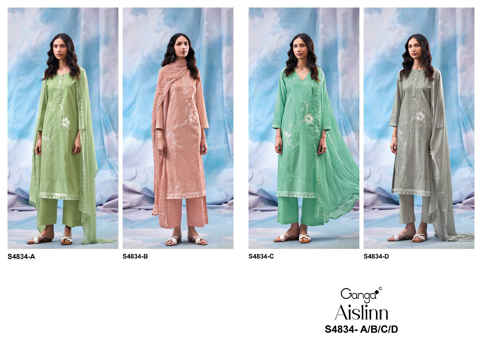 AISLINN 4834 By Ganga Fashion Stylish Beautiful Colourful COTTON Dresses At Wholesale Price